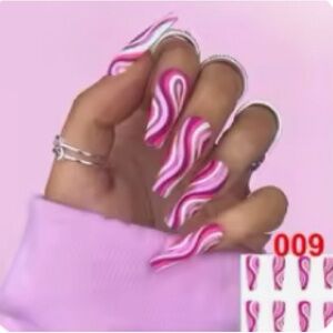 Pink Swirl False Nails